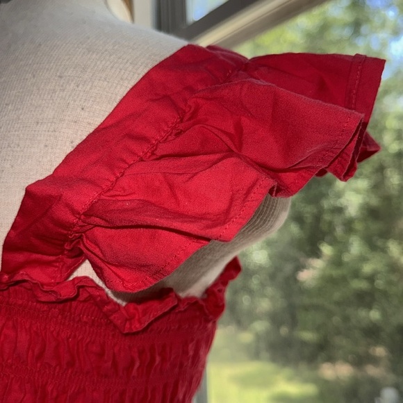 Red shirt with Smocked Ruffle - Picture 5 of 5